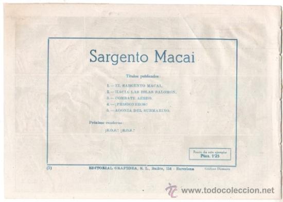 Tebeos: EL SARGENTO MACAI ORIGINAL EDI. GRAFIDEA 1952 - 17 TEBEOS PLANCHA, por MARTINEZ OSETE - Foto 36 - 37027067